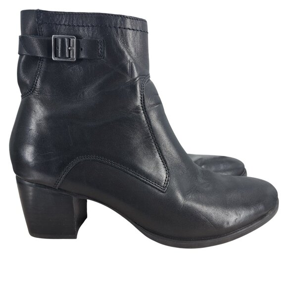 Aetrex Rubi Black Leather Comfort Ankle Boots Size 40 US 9-9.5 Classic Heel - Picture 11 of 13
